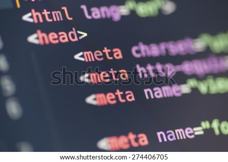 Code syntax on a computer screen