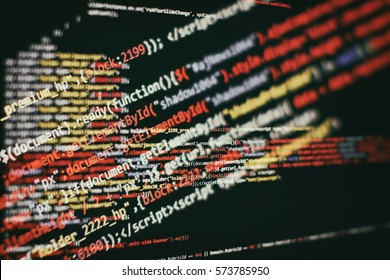 Code of web page displayed on a computer monitor