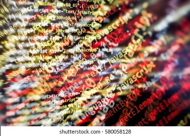 Code of web page displayed on a computer monitor