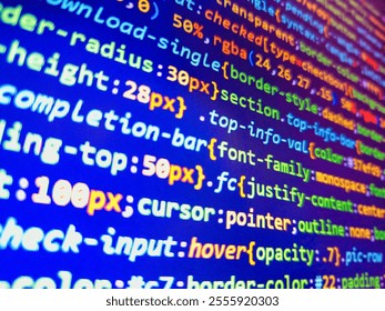 Coded  top secret. Programming code abstract technology background of software developer. Online data security concept. Binary code with zeros and ones on a computer screen. Encrypted data.