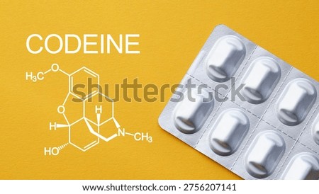 Codeine medication concept showing opioid pain relief treatment, cough suppression, pharmaceutical use, dosage control, addiction risk, and healthcare management in modern medical practice