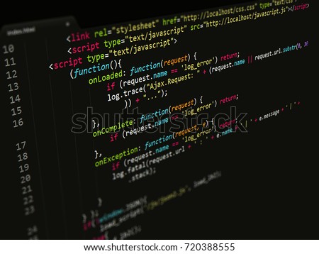 Code,JavaScript in text editor, Programming prevent hacks in internet security