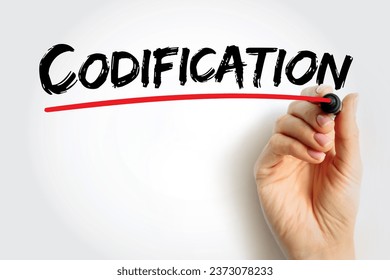 Codification - the action or process of arranging laws or rules according to a system or plan, text concept background