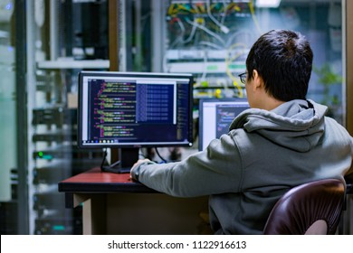 coding code program programming compute coder work write software hacker develop man concept - Shutterstock ID 1122916613