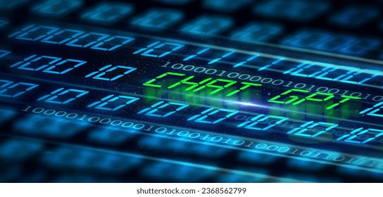 Coding hologram, ai programming and dark background with chat machine, large language model or app. Big data, cloud computing and artificial intelligence software on live web in technology abstract - Shutterstock ID 2368562799