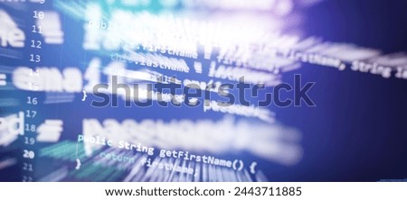 IT coding on monitor screen. Computer code data.Technology background.