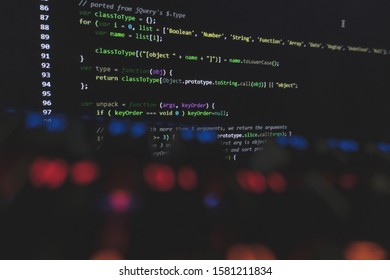 Coding In React JS JavaScript JSX. Blur Coding Background.