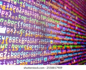 Coding script text on monitor. Search job or abstract course template for programming job. Abstract seamless zigzag pattern with waves in white, green, blue, lilac tones. Failed reading data.