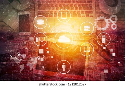 Coding software developer work with augmented reality dashboard computer icons of scrum agile development and code fork and versioning with responsive cybersecurity.Businessman hand working - Powered by Shutterstock