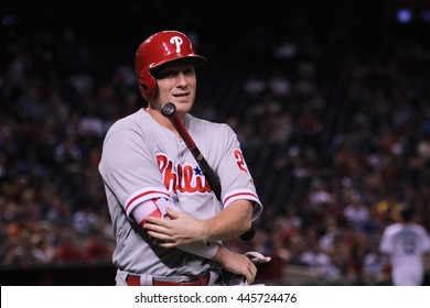 Cody Asche Left Fielder For The Philadelphia Phillies At Chase Field In Glendale AZ USA 6,28,16.