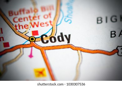 Cody. Wyoming. USA On A Map.