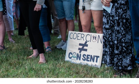 Coercion Does Not Equal Consent Protest Sign Laid At Feet Of Protesters