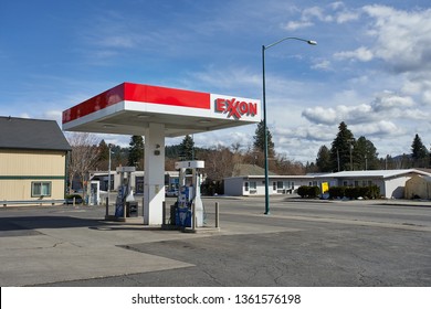 Coeur D'Alene, Idaho - Mar 26, 2019: An Exxon Gas Station.