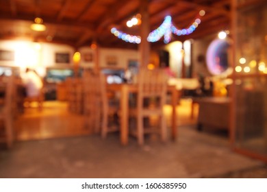 Cofee Shop Light Blurred Background At Night