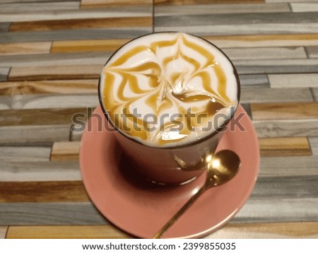 coffe latte caramel on the table