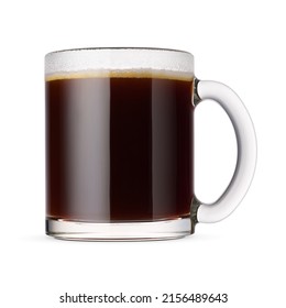 Coffee Americano In A Transparent Glass Cup Isolated On A White Background.