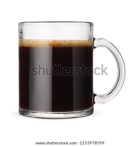 Coffee americano in a transparent glass cup isolated on a white background.