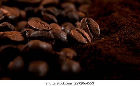 Coffee background. Close up of roasted coffee. Soft focus - Powered by Shutterstock