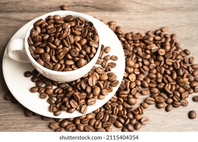 Coffee bean in cup with export text for import export trade commerce.