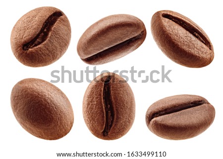 coffee bean isolated on white background, clipping path, full depth of field