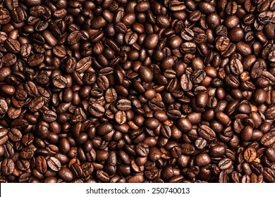 Coffee Beans Background. Close Up.