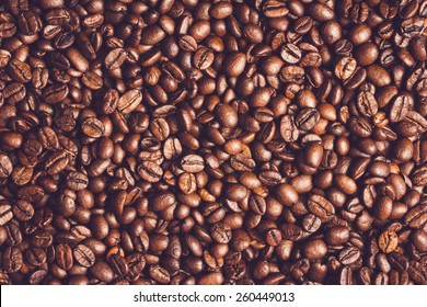 Coffee Beans Background. Close Up.