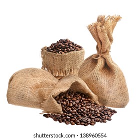 Coffee Beans In Burlap Sack