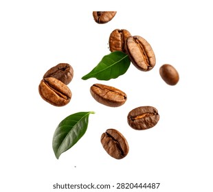 Coffee Beans Floating Composition Ultra Realis Isolated On White Background