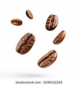 Coffee beans flying, isolated on white background. - Powered by Shutterstock