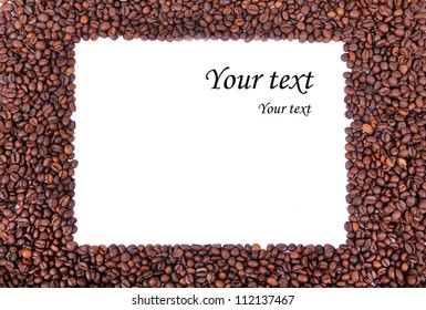 Coffee beans frame with sample text