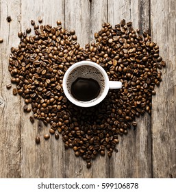 Coffee In Coffee Beans As A Heart