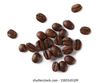 Coffee beans isolated on white background, top view - Shutterstock ID 1583145109