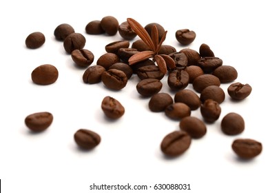 coffee beans isolated on white background - Shutterstock ID 630088031