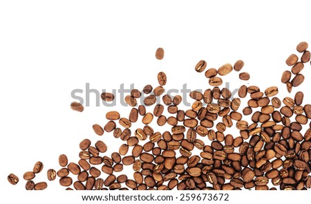 coffee beans isolated on white background. roasted coffee beans, can be used as a background.
