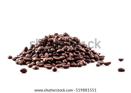 Coffee Beans isolated on white  background  area for copy space.