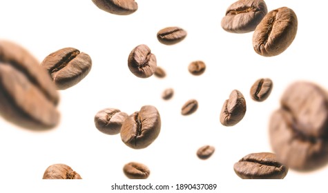 Coffee beans levitate on a white background - Shutterstock ID 1890437089