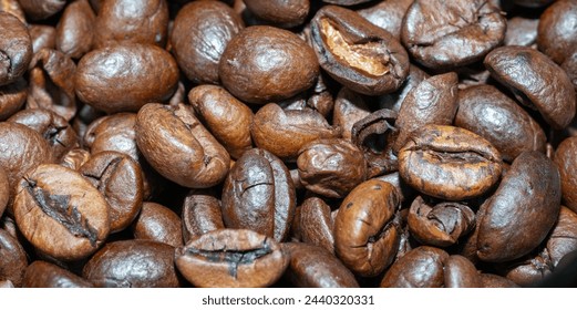 Coffee beans in a macro shot
