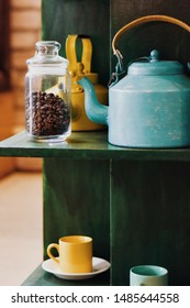 Coffee Beans In A Mason Jar In The Cafe