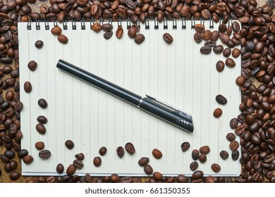 Coffee Beans and Notebook