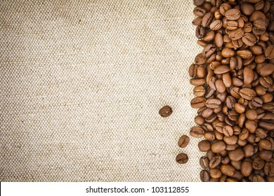 Coffee Beans on Burlap, Hessian, Sacking Background - Powered by Shutterstock