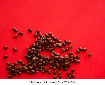 Coffee Beans On Red Background