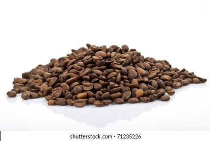 Coffee Beans Pile Isolated On White