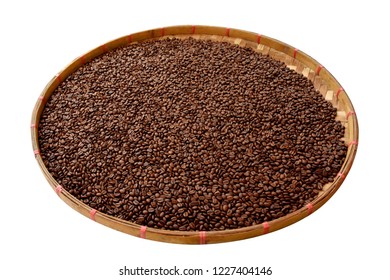 Coffee beans roasted for background.