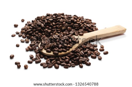 Image, Stock Photo Roasted coffee beans and spoon