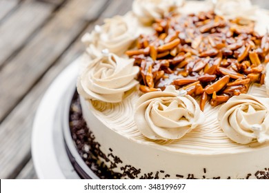 Coffee Cake With Almond Nut And Butter Cream