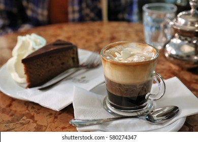 Coffee and cake at cafe in Vienna