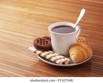 Coffee and cake. White cup and dark table - Powered by Shutterstock