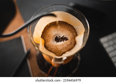 Coffee Chemex Pour Over Coffee Maker And Drip Kettle In Home Office Desk