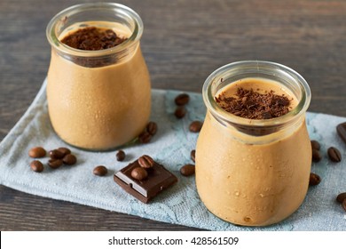 Coffee And Chocolate Dessert  In A Glass Jar