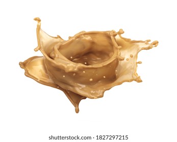 Coffee. Chocolate Milk Splash Isolated On White Background